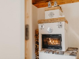 fireplace in the Eco-Chalet Odomi