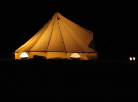 enlightened tent at night