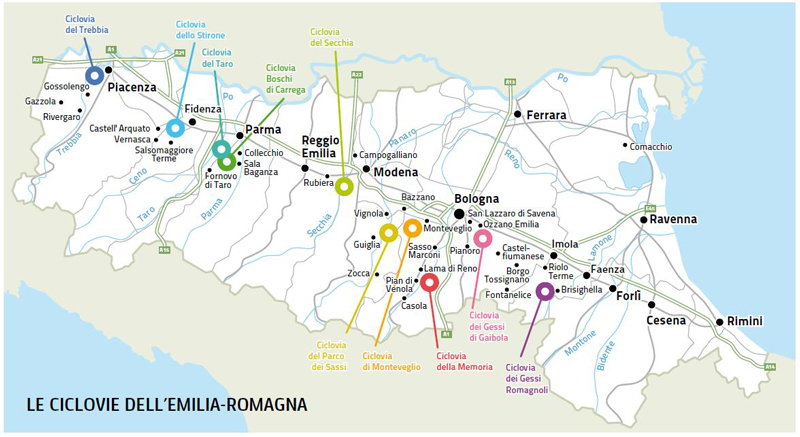 ciclovie dei parchi map